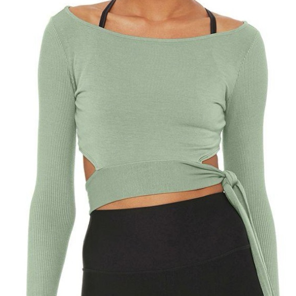 Barre Long Sleeve Top by Alo Yoga -Sage M